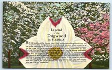 Postcard Legend of the Dogwood in Florida linen J167 picture