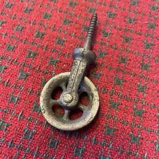 Vintage Screw Pulley 1-1/2” Rustic Cast Iron Spoke Wheel picture