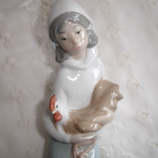 LLadro Shepherdess Girl With Rooster Nativity Collection Glossy Glazed Spain picture