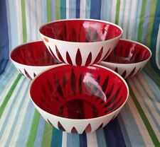 4 Vintage MCM Regaline RED Plastic Bowl 8.75
