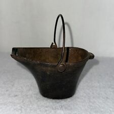 Antique Small  Cast Iron Coal Bucket W/Bail Handle picture