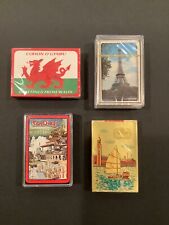 Vintage Playing Souvenir Cards Lot of 4 SEALED Wales Paris Hong Kong San Diego picture