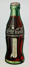 Vintage COCA-COLA Bottle Thermometer Tin Sign, Robertson U.S.A. (16”) picture