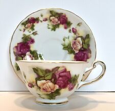 ROYAL CHELSEA ENGLISH BONE CHINA GOLDEN ROSE CUP SAUCER ENGLAND UK 1950s FLORAL picture