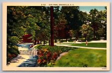 City Park Greenville South Carolina linen Postcard picture