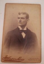 Johnson Bros Photography Cabine Card Young man Washington D C 1890s Antique picture