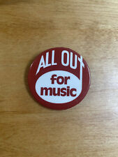 All Out For Music Religious Christian Vintage Metal Pinback Pin Button picture