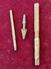 3 Piece Collect Hand Drill Brace Bit- Spiral Flute Burring Reamer  Lot Vintage picture
