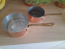 2 pcs Vintage Matfer Mauviel Copper French Sauce Pan with Brass Handle 3,65 lb picture