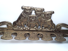 Vintage Bulldogs Cast Brass Wall Mount For Tobacco Smoking Pipes Holds 6 / RARE picture