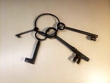 Large Decorative Keys on Ring Cast Iron Skeleton, Pirate, Jailer Keys Set of 4 picture