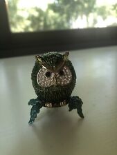 Rucinni Owl Trinket Box Figure Swarovski Crystal Jeweled Bird on Stand NIB picture