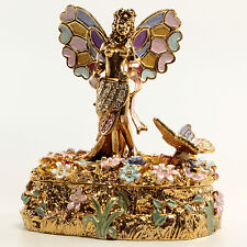 Bejeweled fairy trinket box, Faberge  figurine, with crystals in bright gold picture