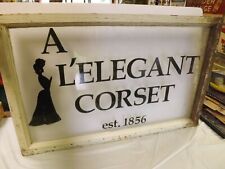 L' Elegant Corsets Advertising Store Old Early Window Sign Women's Ladies Wear picture