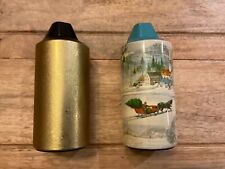 VINTAGE CRICKET BY GILLETTE LIGHTER HOLDER ( QTY ) GOLD TONE X-MAS SCENIC USED picture