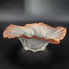 Vintage Mikasa Belle Epoque Glass Bowl Wave Swirl Pink Peach Frosted Clear 8