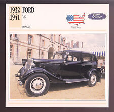 1932-1941 Ford V8 V-8 Car Photo Spec CARD 1933 1934 1935 1936 1937 1938 1939 40 picture