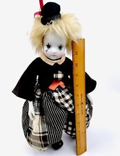 Large Vintage, Rare Porcelain Harlequin Queen of Hearts Clown Doll B/W w/ Tophat picture