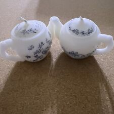 Vintage pair Of  Teapot Candles  With Blue Floral picture