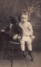 RPPC Antique Photo Young Child Mohair Teddy Bear Articulated RPPC Postcard C58 picture