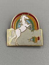 Vintage Unicorn Pegasus Rainbow Enamel Lapel Hat Pin Brooch picture