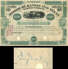 Missouri, Kansas and Texas Railway Co. - Issued to and Signed by Jay Gould dated picture