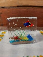 Beautiful Vintage Murano Art Glass Paperweight Tropical Fish Aquarium Sculpture picture