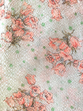 Vintage 1970s Cotton Peach Floral Dot Seersucker Fabric  Kmarts Kresge ~ 2+ yd picture