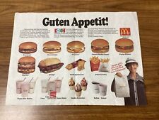Vintage Early 1980’s McDonald's German Guten Appetit Menu Paper Tray Liner  picture