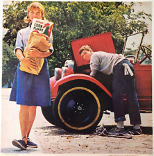 Mechanic Boy Girl Kelloggs Vintage 1964 Cereal Ad Magazine Print Corn Flakes picture