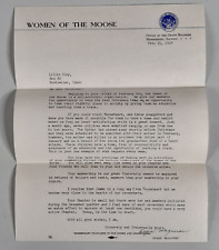 Women Of The Moose 1948 Letter Office Of The Grand Recorder Mooseheart Illinois picture