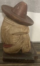 Hand Carved Wooden Siesta Mexican Sleeping Man Hinged Box Jar picture
