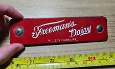Vintage Freeman's Dairy Allentown Advertising Porcelain Metal Crate Emblem Sign picture