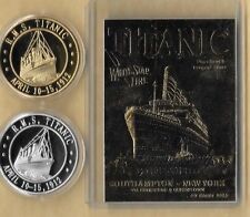 RMS TITANIC APRIL 10-15, 1912 23 KT CARD GOLD & SILVER  COINS 100TH ANNIVERSARY picture