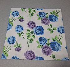Vintage Tablecloth Purple Blue Rose Square Linen Floral 50 x 24 Cutter READ picture