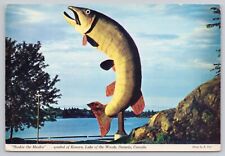 Kenora Ontario Canada, Lake of the Woods, Huskie the Muskie, Vintage Postcard picture