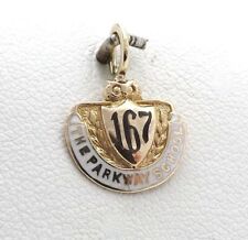 Antique 14k Gold Parkway School No 167 Brooklyn NY Owl Charm Pendant 1919 Rare picture