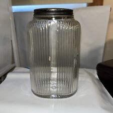 Art Deco Vintage Owens-Illinois Ribbed Ovoid Glass Hoosier Canister 6.5 1930’s picture