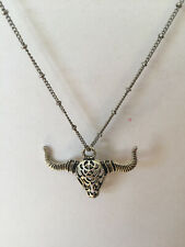VTG Super cool carved Silver Plated bull head pendant (2