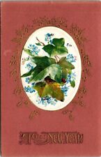 A Glad New Year Ivy Violets c1913 Embossed Winsch Back Postcard picture