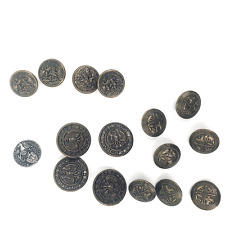 Vintage Lot of 16 Assorted Military Uniform Style Metal Buttons Different Size picture