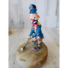 Ron Lee golf clown mouse circus golfer vintage 1989 gold statue figurine picture