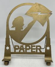 Art Deco 1930s Metal Sign Newspaper Holder Rack Newsboy Cutout Stand picture