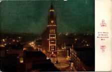 City Hall at Night, Milwaukee, Wisconsin WI Postcard picture