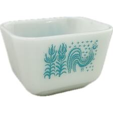 Pyrex Amish Butterprint 501 Refrigerator Dish Turquoise on White 1.5 Cup  picture