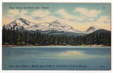 Mirror Lake Oregon c1940's Three Sisters snow capped mountains picture