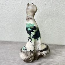 Vintage Unglazed Clay Art Pottery Cat Sitting Figurine Artist Signed picture