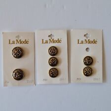 Vtg La Mode Gold Anchor Buttons 16 & 19 mm 2662 2663 Lot of 3 pkgs picture