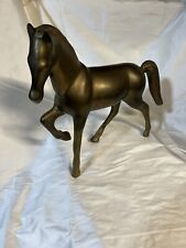 Vtg Brass Horse 11” Tall MCM Mid Century In Motion Statue 14” Long picture