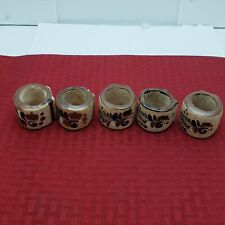 Vintage Netzi Ceramic Stoneware Napkin Rings Lot Of 5 Hand Made/Painted Mexico picture